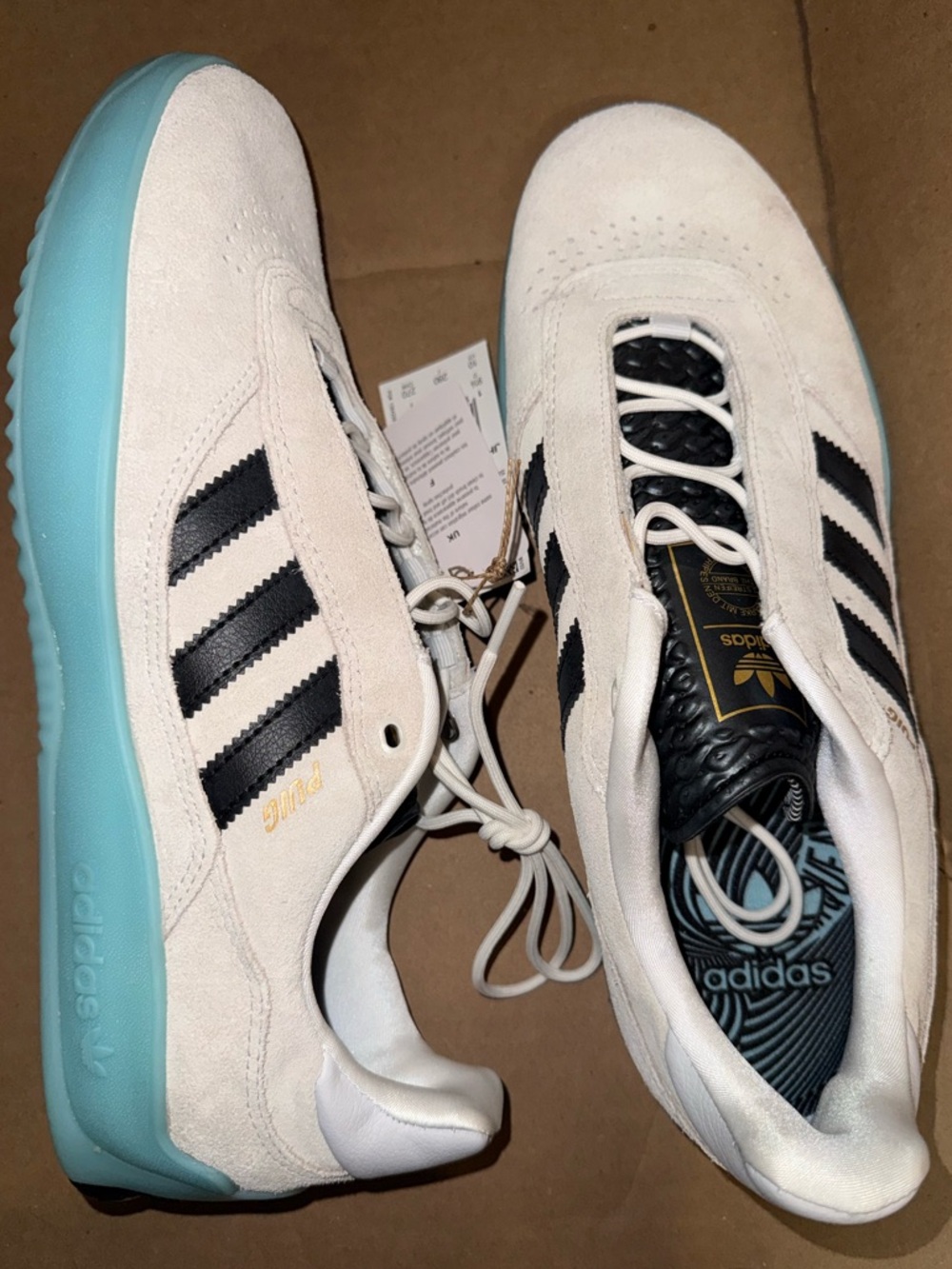 adidas Men US 10 - PUIG Crystal White Core & Aqua - NEW with tags, no box